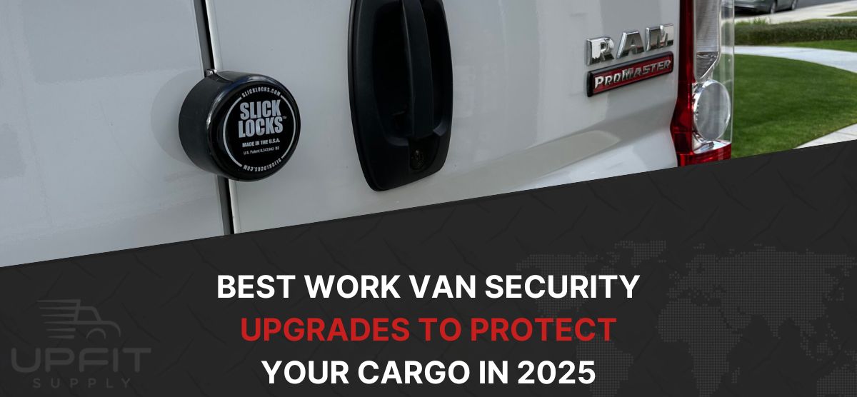 Work van with locks, screens, and bulkhead, featuring the best work van security upgrades for theft protection.