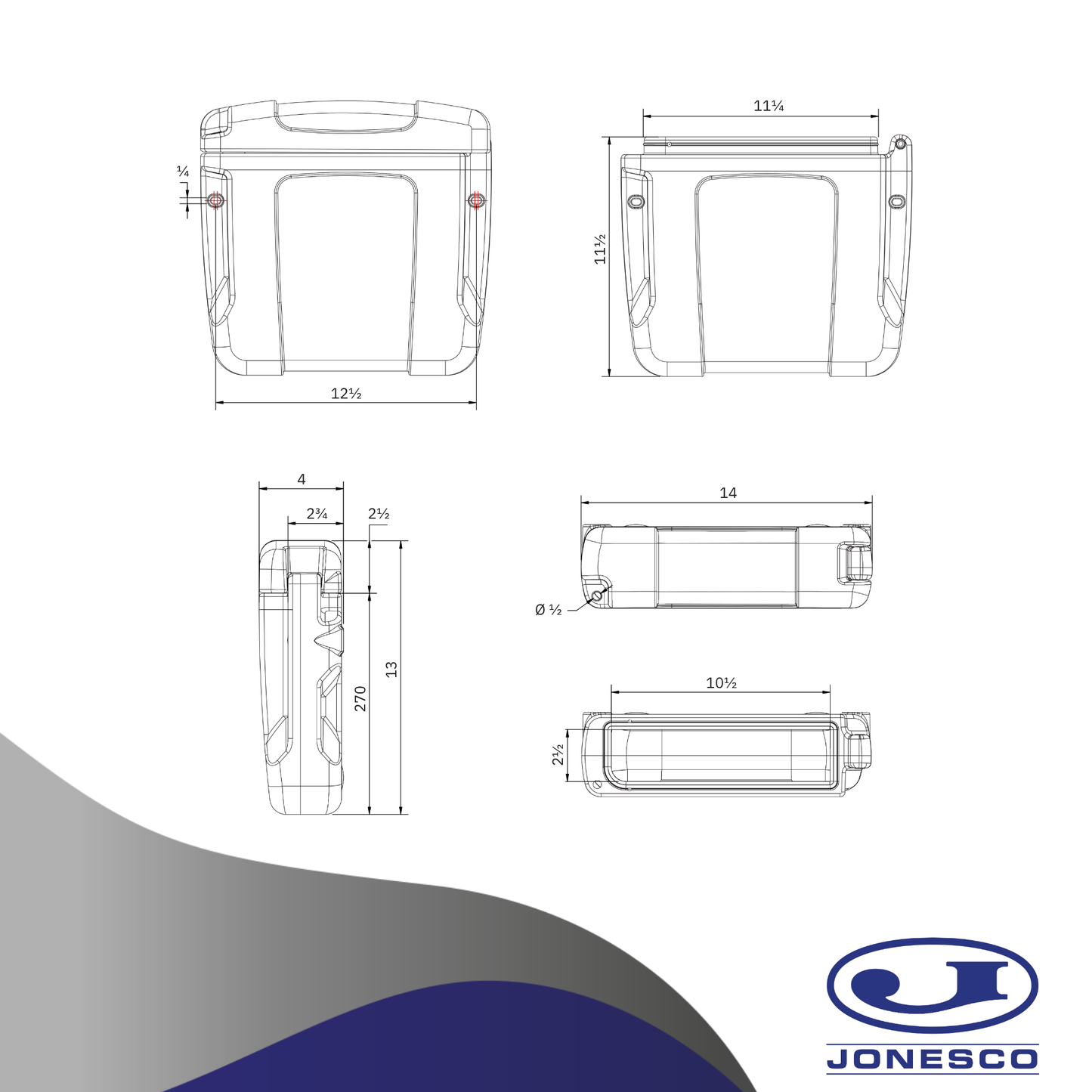 Jonesco Rectangular Document Holder for commercial trucks & vehicles, 11" W x 3" D x 13" H, black