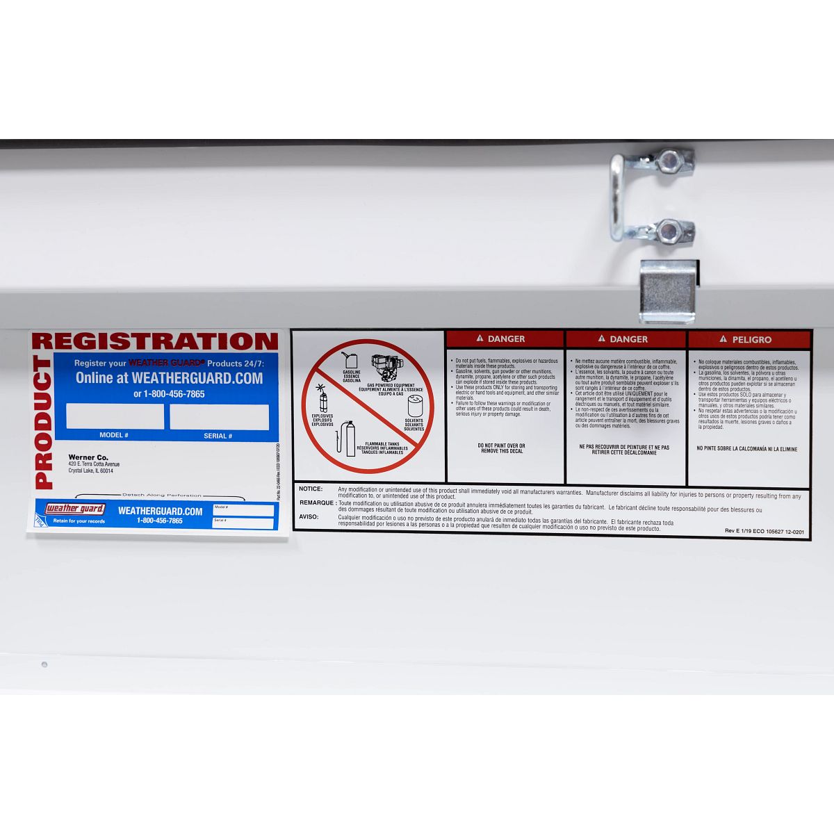 Weather Guard Crossover Tool Box White Steel Low Profile Model 120-3-04