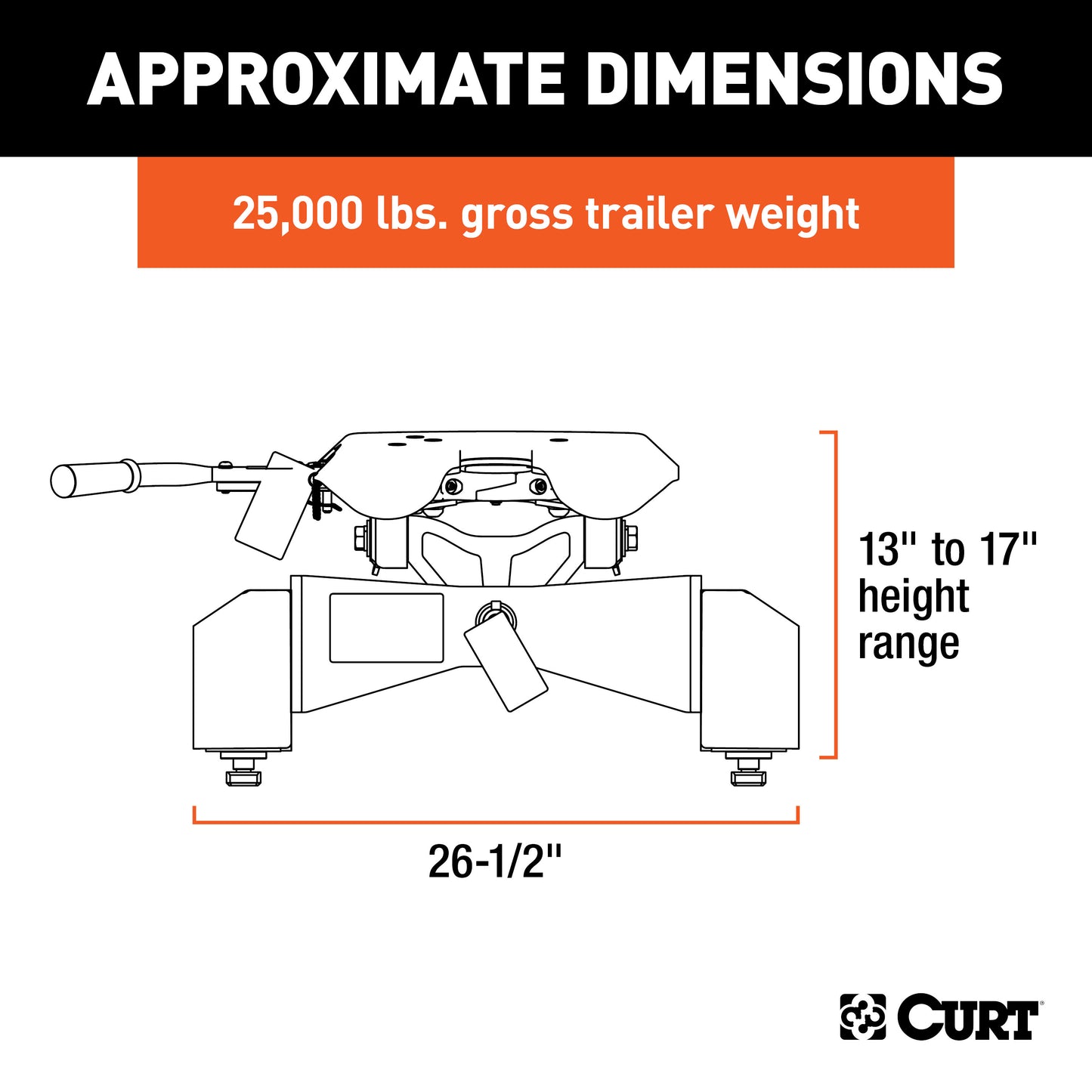 CURT A25 5th Wheel Hitch, Select Silverado, Sierra 2500, 3500 HD, 8' Bed Puck System - 16093