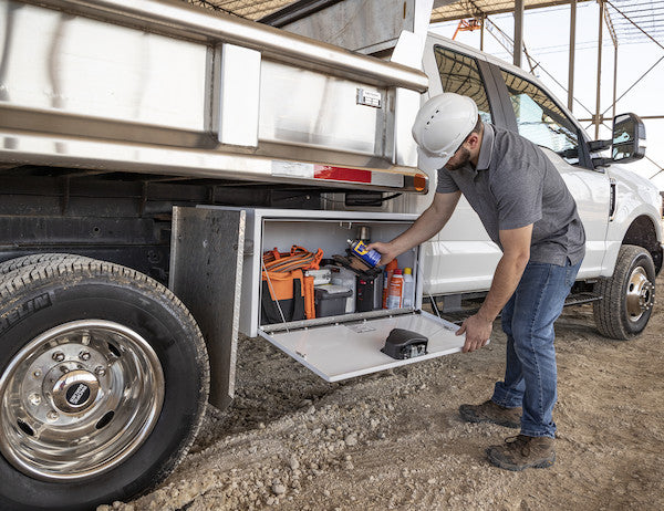 Buyers Products 24-in x 18-in x 18-in White Steel Underbody Truck Box with Paddle Latch - 1702200