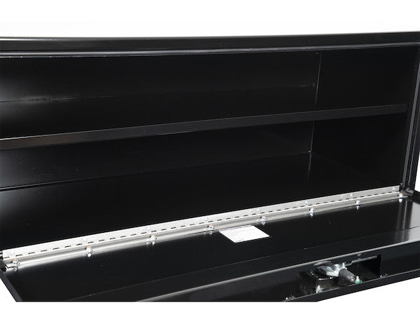 Buyers Products 18x18x48-in Black Steel Underbody Truck Box with Built-In Shelf - 3-Point Latch - 1702311