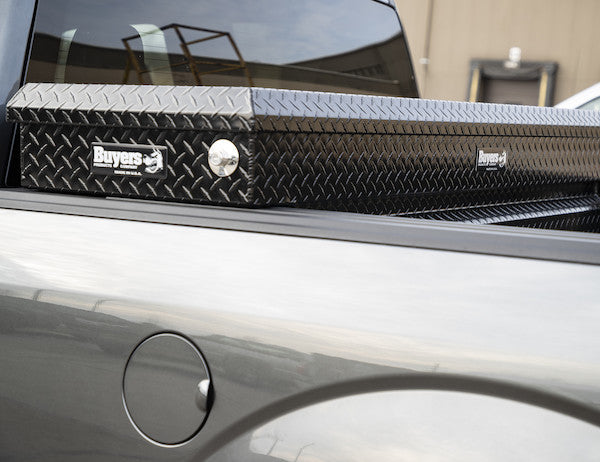 Buyers Products 18x27x71-in Gloss Black Diamond Tread Aluminum Crossover Truck Box - 1729420