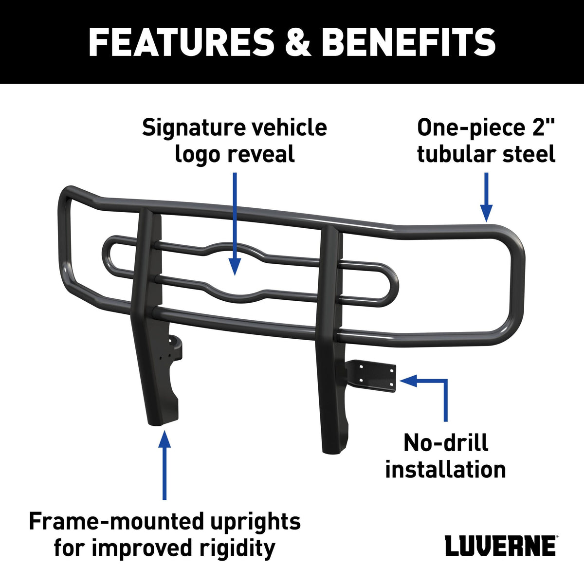 Luverne Black Steel 2" Tubular Grille Guard, Select Ram 4500, 5500
