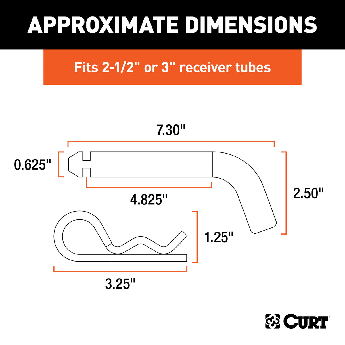 CURT Heavy-Duty 5/8" Hitch Pin with Groove (2-1/2" or 3" Receiver, Zinc) - 21507