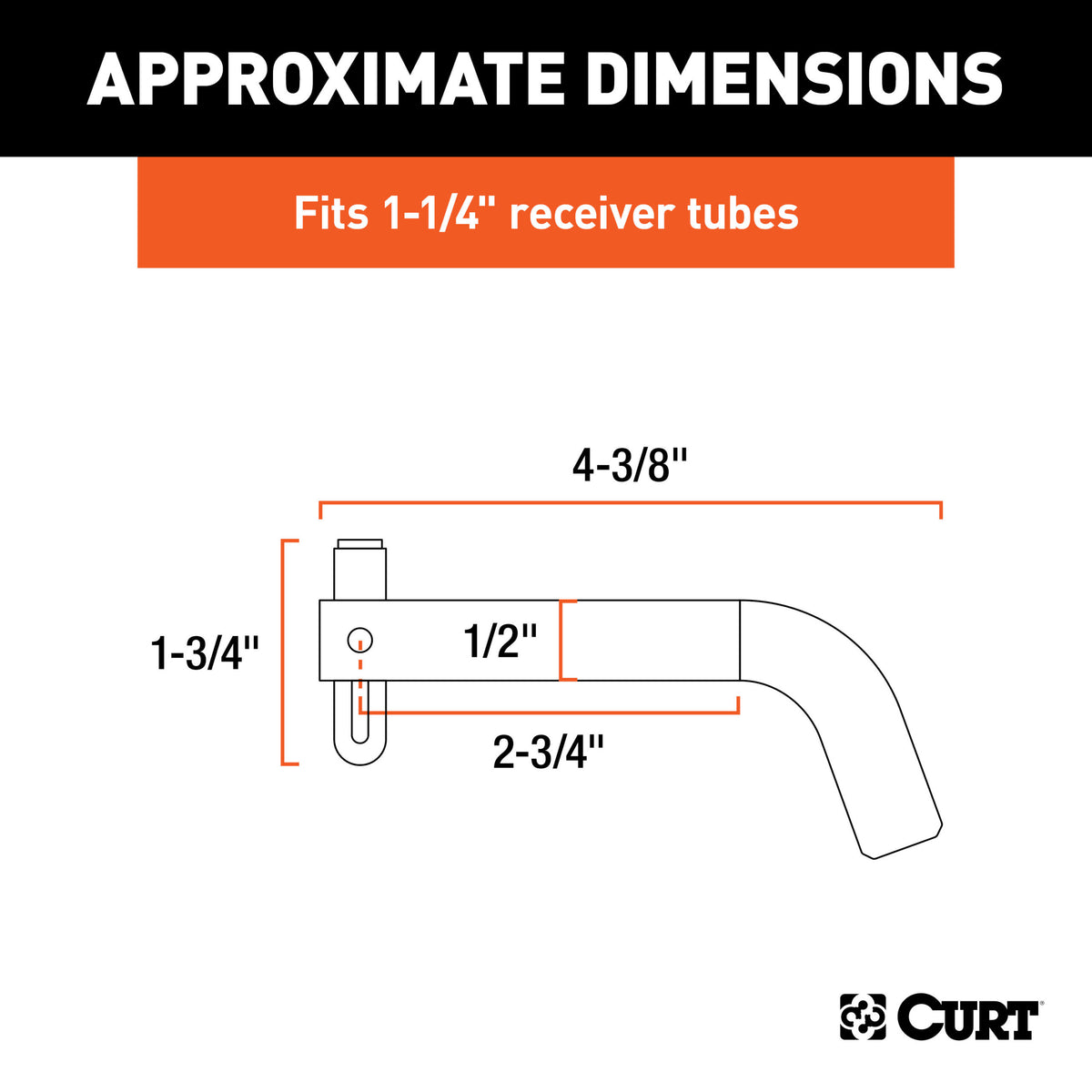 CURT 1/2" Swivel Hitch Pin (1-1/4" Receiver, Chrome, Packaged) - 21541