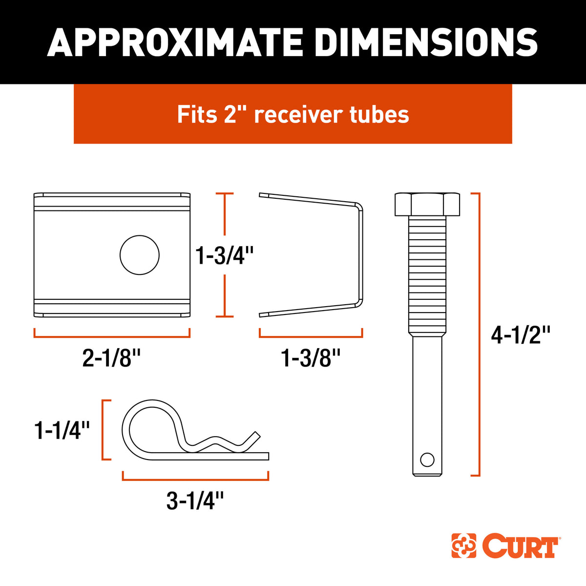 CURT Anti-Rattle Hitch Pin and Shim (Fits 2" Receiver with 5/8" Hole) - 22323