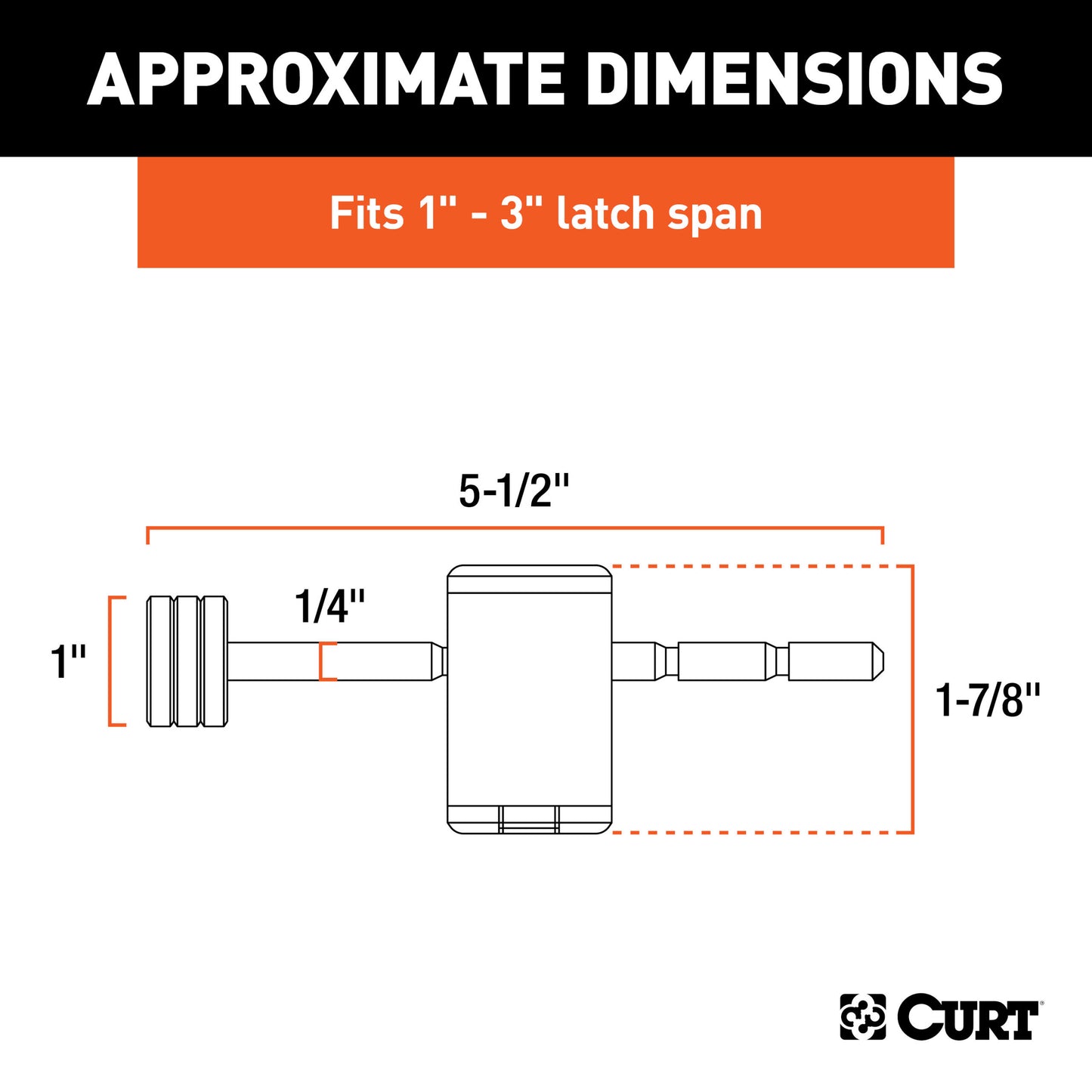 CURT Coupler Lock (1/4" Pin, 1" to 3" Latch Span, Right-Angle, Chrome) - 23503