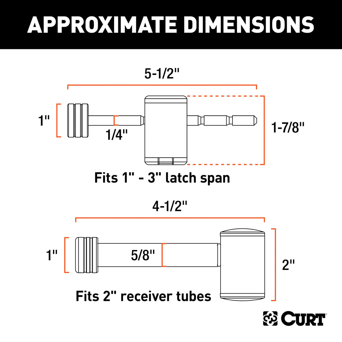 CURT Right-Angle Hitch & Coupler Lock Set (2" Receiver, 1" to 3" Latch) - 23505