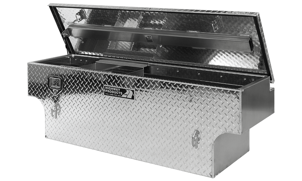 Highway Products 60 x 19.5 x 21-in. 5th Wheel Tool Box with Diamond Plate Lid, Diamond Plate Base - 3022-004