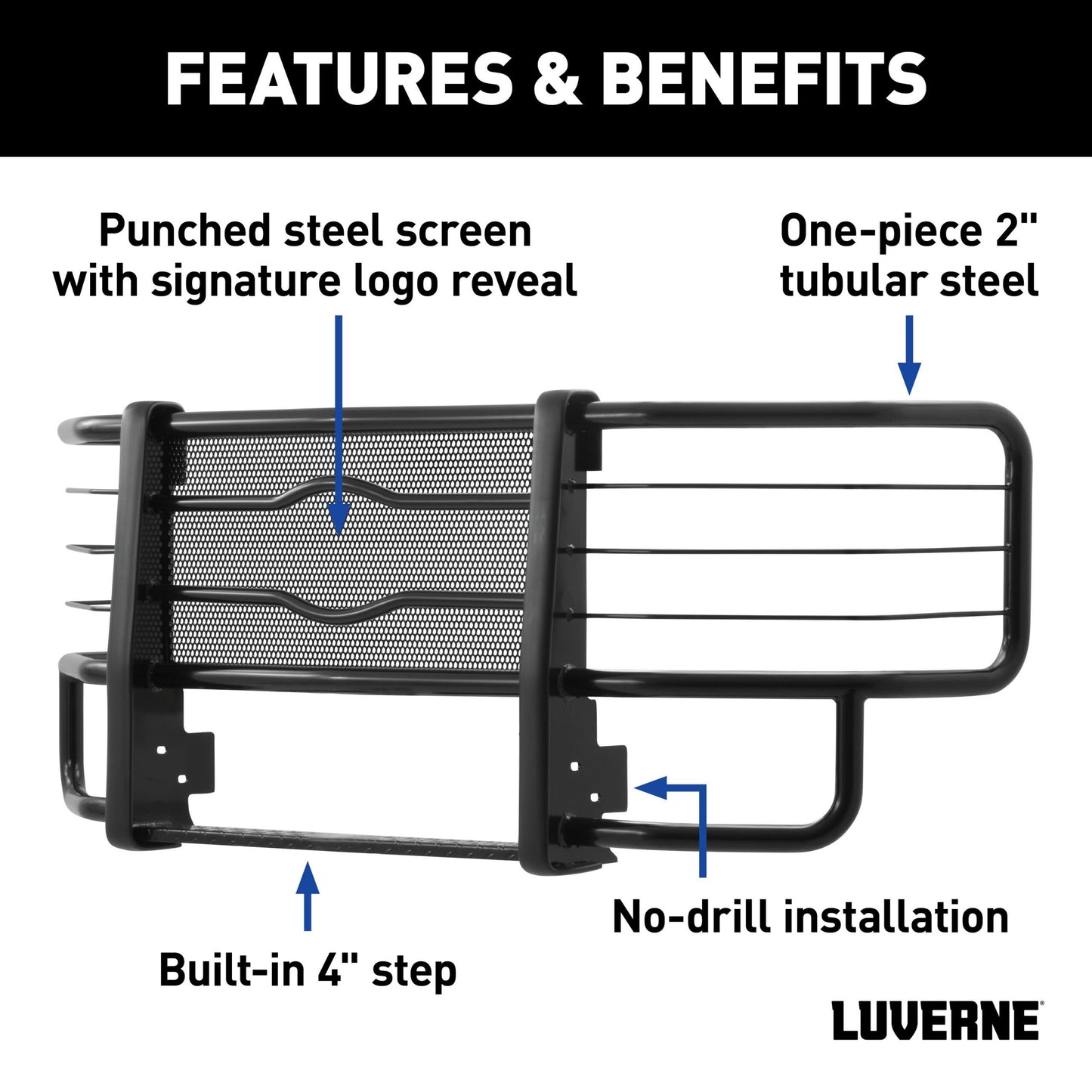 Luverne Prowler Max Black Steel Grille Guard, Select Chevy Silverado, GMC Sierra 1500