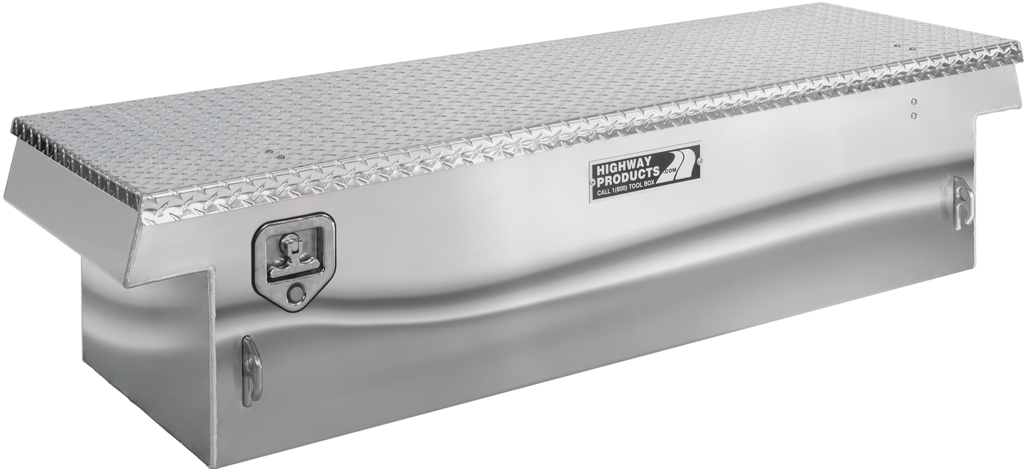 Highway Products 70 x 16 x 27-in. Single Lid Saddle Tool Box with Polished Aluminum Base, Diamond Plate Lid - 3230-004