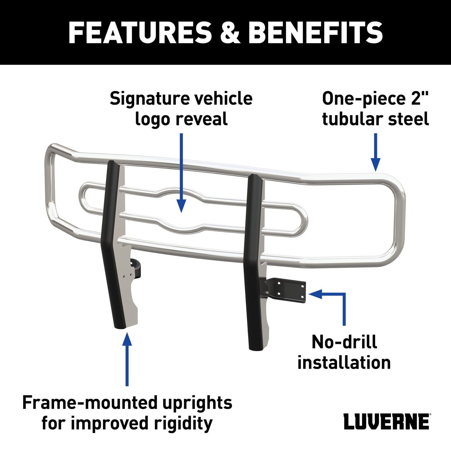 Luverne Chrome Steel 2" Tubular Grille Guard, Select Ram 1500