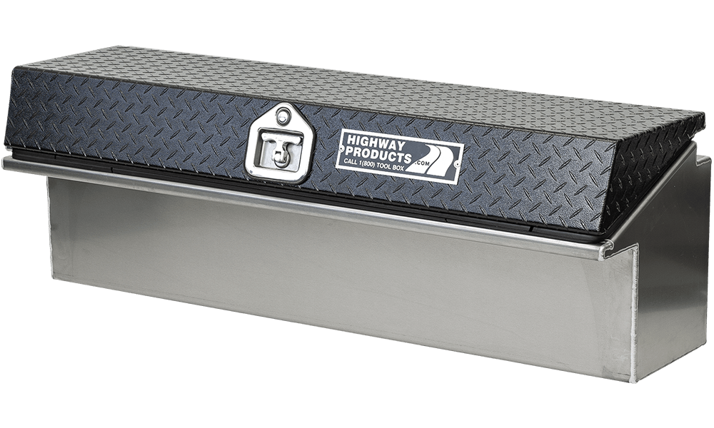 Highway Products 48 x 16 x 16-in. Low Side Tool Box W/ Smooth Aluminum Base, Black Diamond Plate Lid - 3712-001-BK62