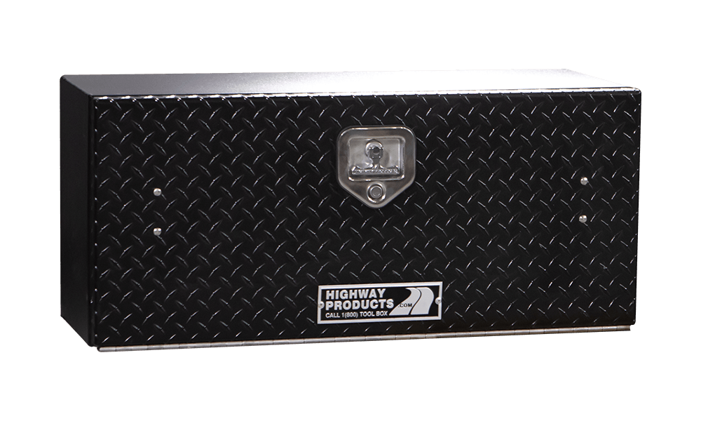 Highway Products 48 x 16 x 13-in. High Side Tool Box with Black Diamond Plate Door, Smooth Black Base - 3813-003-BK62