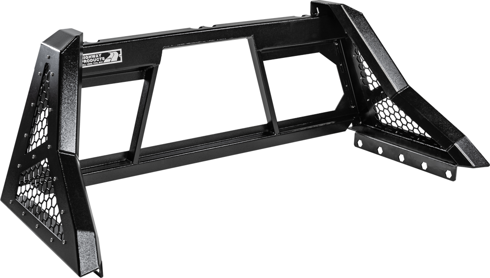 Highway Products Savage Headache Rack Open Post, Smooth Black Upright, Smooth Black Center, Size 5 - 4011-059-BK62