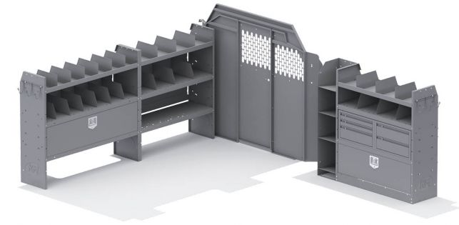 General Contractor Shelving Package for Ford Transit - 130-in WB - Low Roof