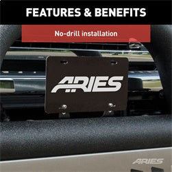 ARIES 4-in Bull Bar License Plate Bracket - 45-0000