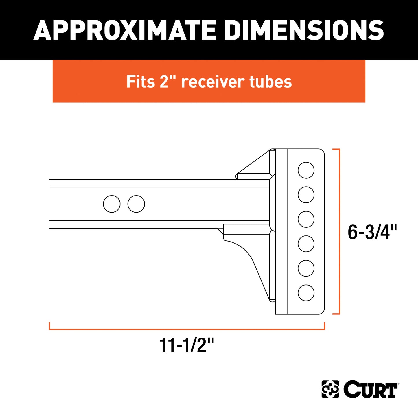 CURT Replacement 2" Adjustable Channel Mount Shank (Fits #45901, 6,000 lbs.) - 45911