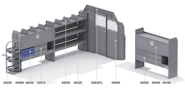 HVAC Shelving Package for Ford Transit - 148-in WB - Low Roof