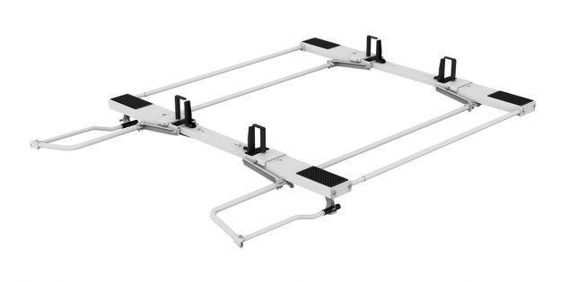Drop Down Ladder Rack - Aluminum - Double - Preassembled - Transit (Low Roof), NV (Std Roof), Express, Savana