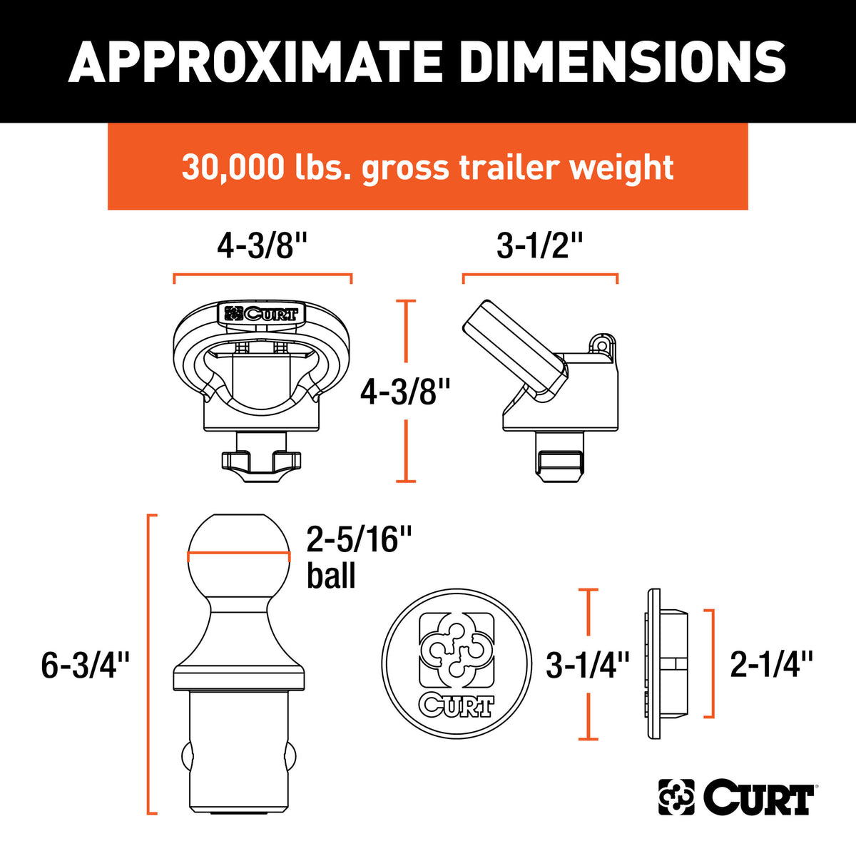 CURT OEM Puck System 2-5/16" Gooseneck Kit, Ram (30K) - 60618