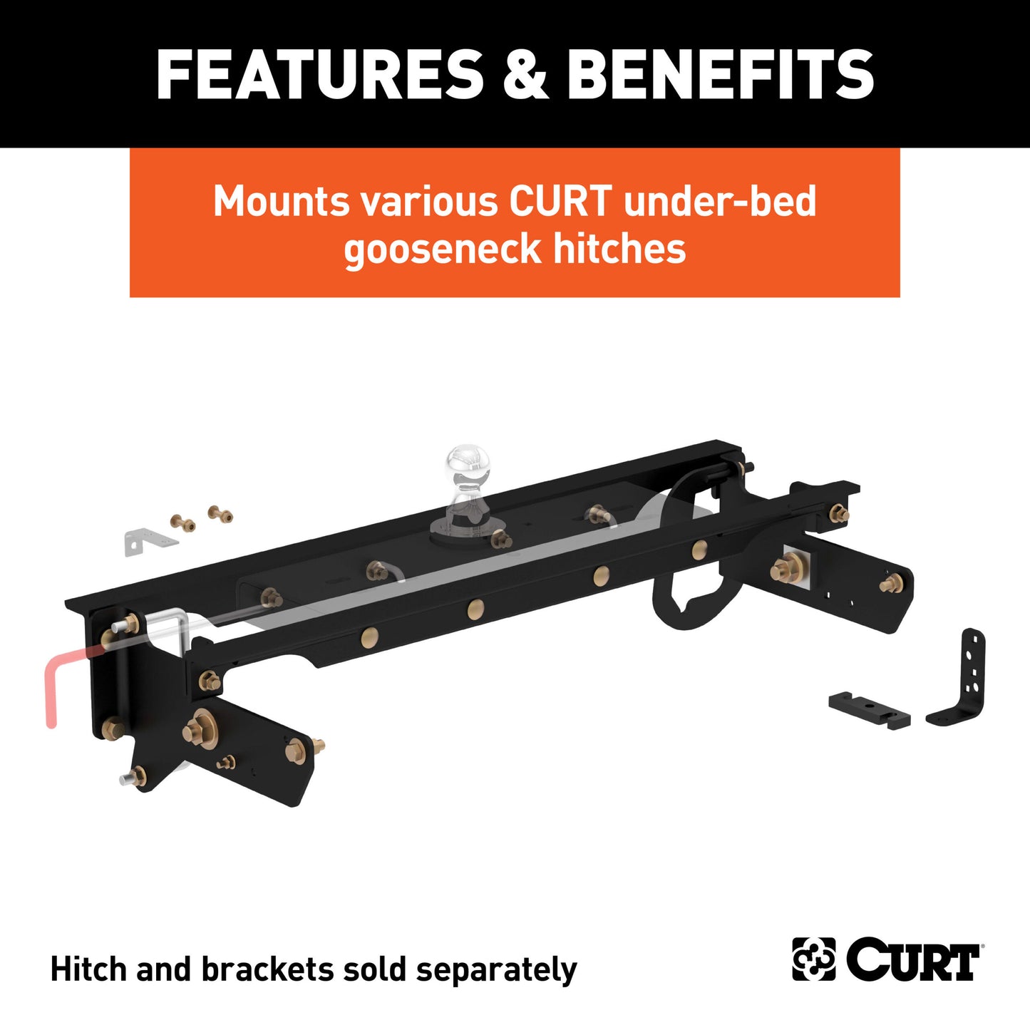 CURT Under-Bed Gooseneck Installation Brackets, Select Ford F-250, F-350, F-450 - 60644