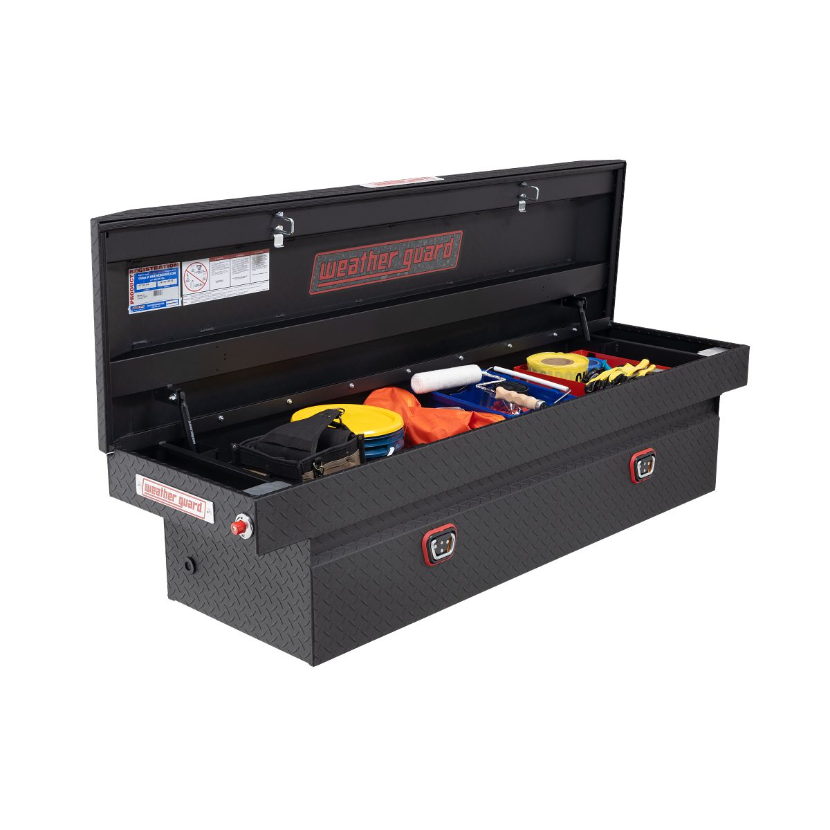 Weather Guard 615 accessory tray in open crossover tool box