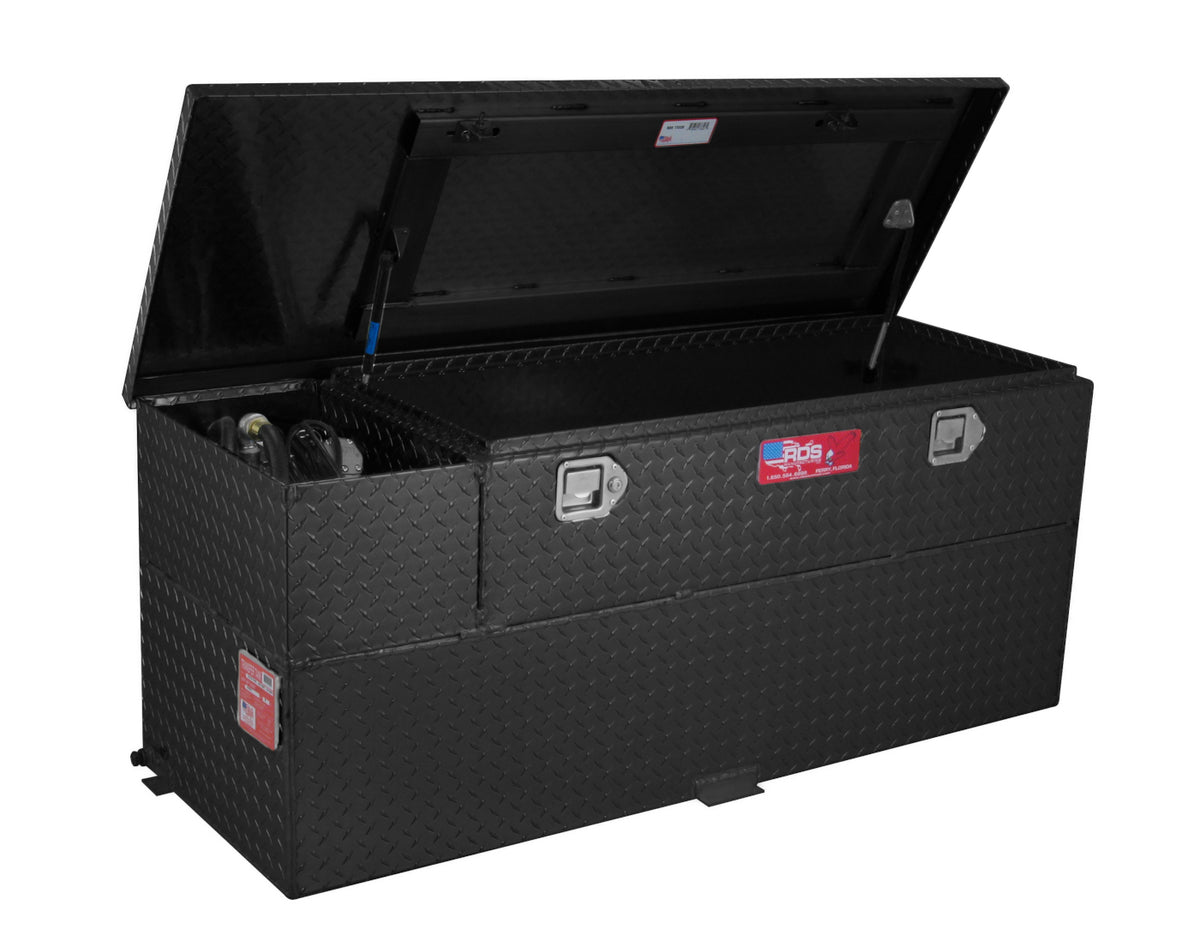 RDS 50-Gallon Black Powder Coat Aluminum Transfer Tank and Toolbox Combo with 8 GPM Pump - 48-in x 20-in x 22.75-in - 74724PC