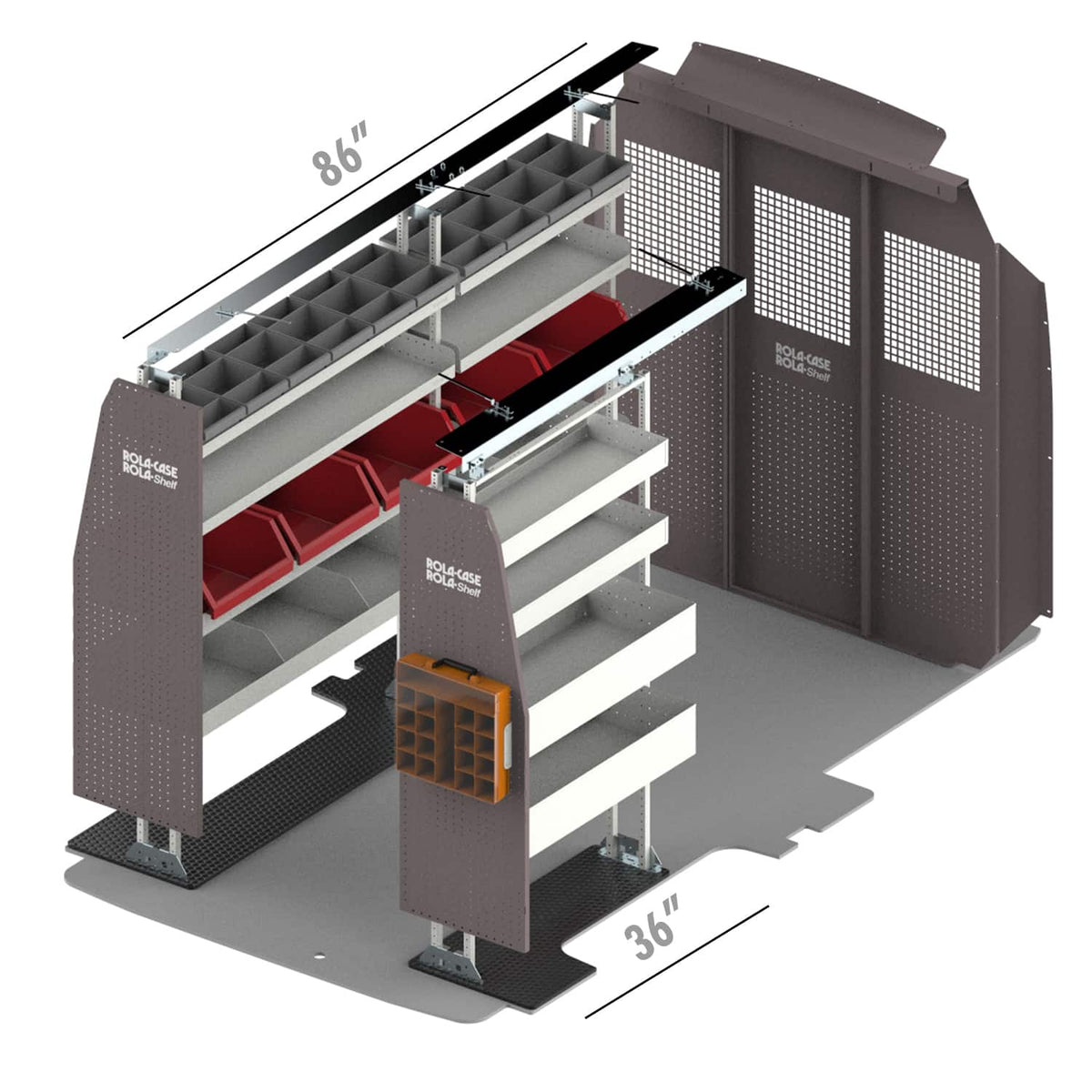Rola-Case America's Most Popular Bin Package for Ford Transit - 130-in WB - Mid Roof