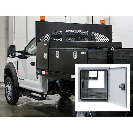 Buyers Products 24x24x86-in Diamond Tread Aluminum Straight Side Tunnel Truck Tool Box with Shelf - BP242486