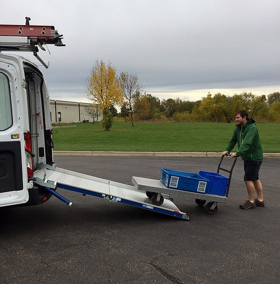 Aluminum Loading Ramp for Mercedes Sprinter Cargo Vans - Ramp Width: 37-in | Ramp Length: 126-in | Ramp Swivel: Left-hand (outward) | Ramp Platform: Solid