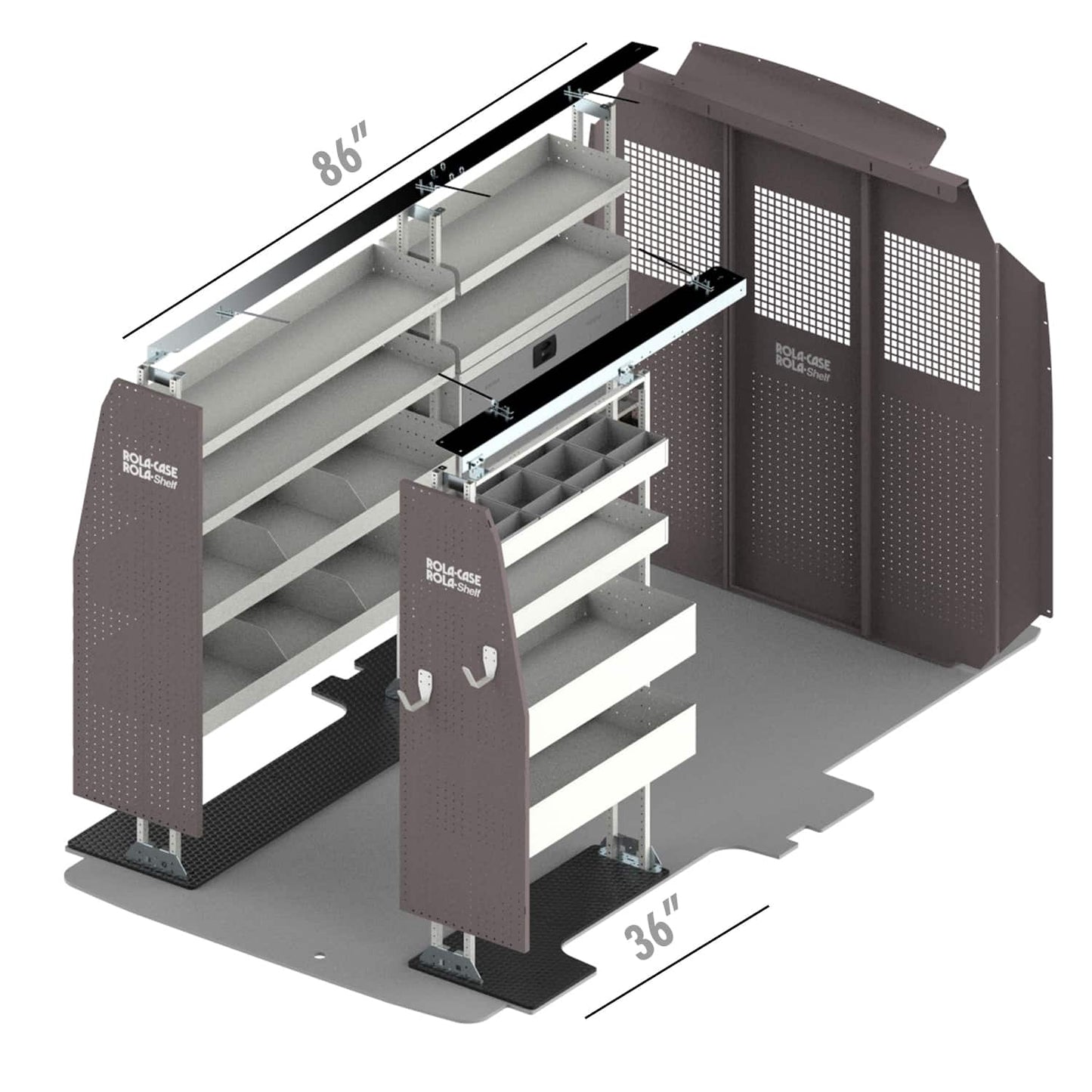 Rola-Case General Bin Package for Ford Transit - 130-in WB - Mid Roof