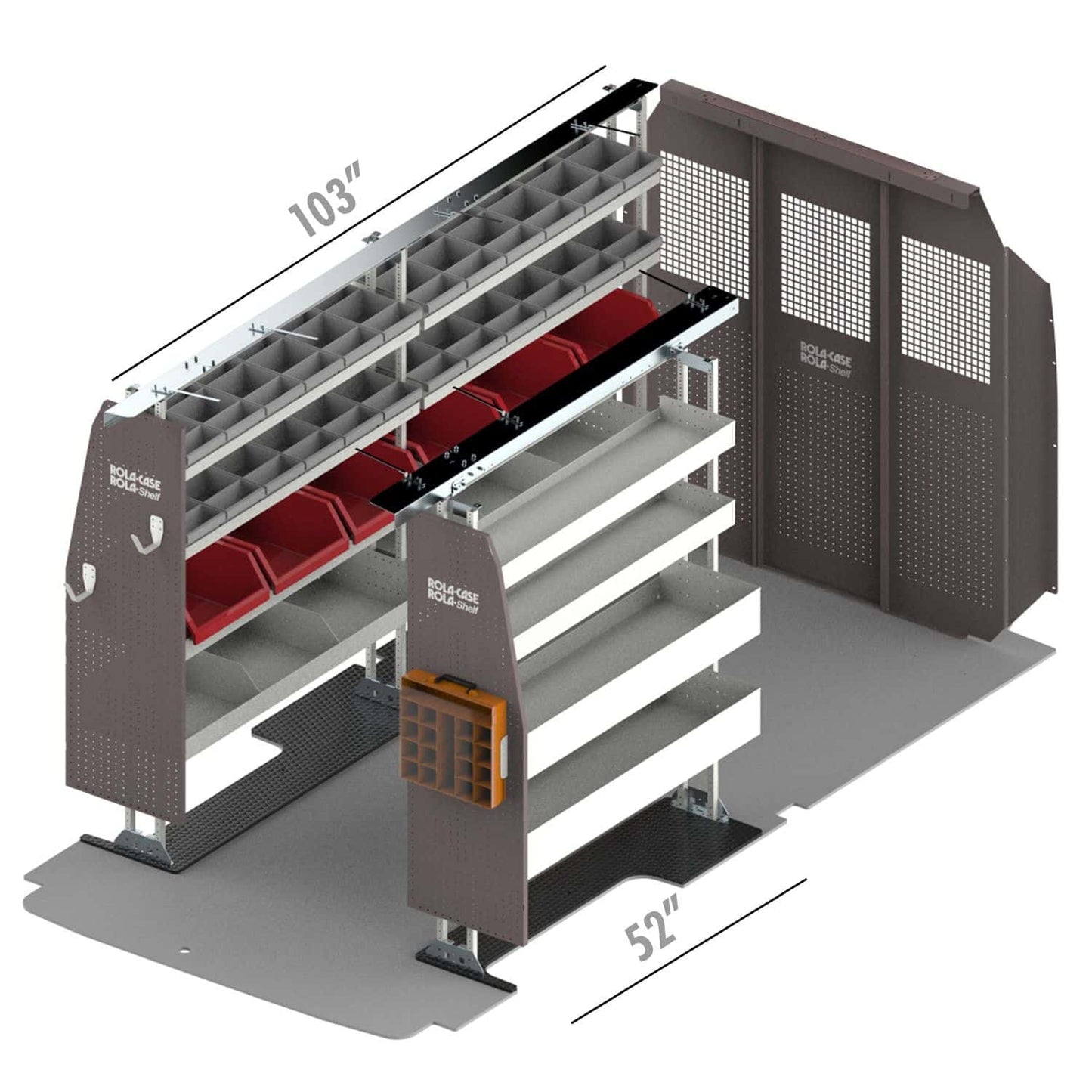 Rola-Case America's Most Popular Bin Package for Ford Transit - 148-in WB - Mid Roof