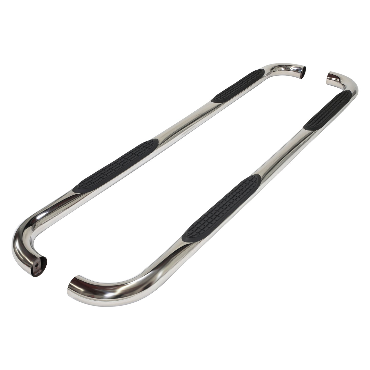 TrailFX 3" Round Bent Step Nerf Bars W/ Step Pads Polished Stainless Steel For Nissan TITAN/TITAN XD - A0008S