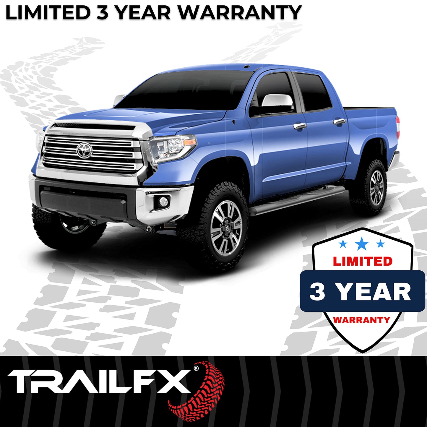 TrailFX 4" Oval Straight Step Nerf Bars W/ Step Pads Black For Toyota Tundra - A1516B