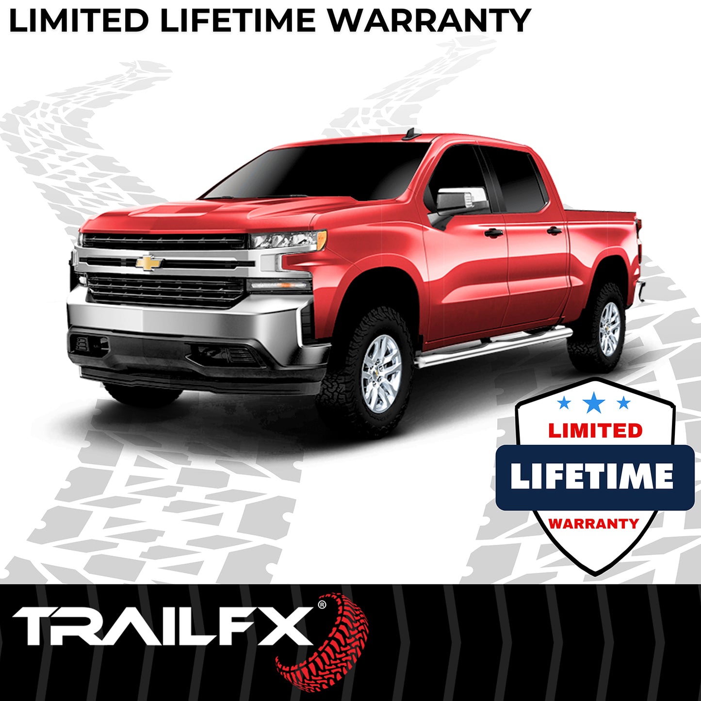TrailFX 4" Oval Straight Step Nerf Bars W/ Step Pads Polished Stainless Steel For Ford - A1530S
