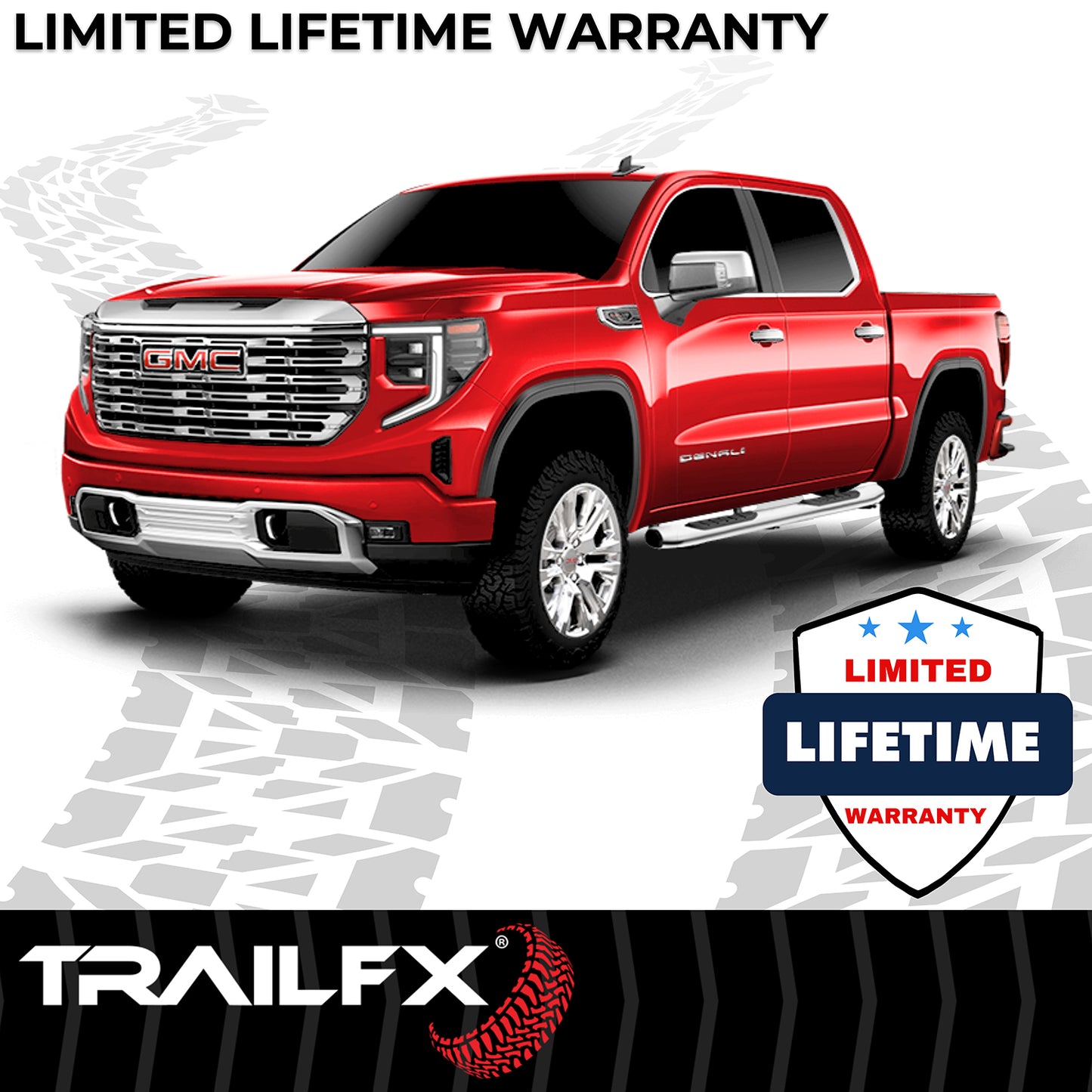 TrailFX 5" Oval Bent Step Nerf Bars W/ Step Pads Polished Stainless Steel For Chevrolet/GMC - A7063S