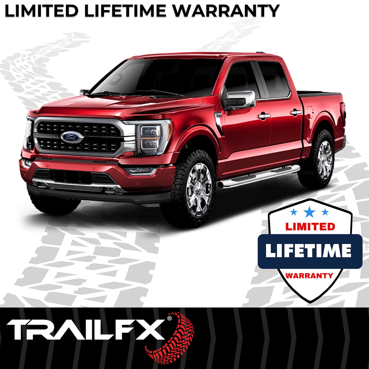 TrailFX 5" Oval Bent Step Nerf Bars W/ Step Pads Polished Stainless Steel For Toyota Tundra - A7078S