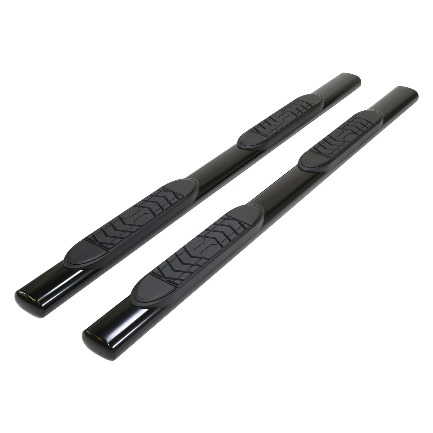TrailFX 5" Oval Straight Step Nerf Bars W/ Step Pads Black For Chevrolet/GMC - A7036B