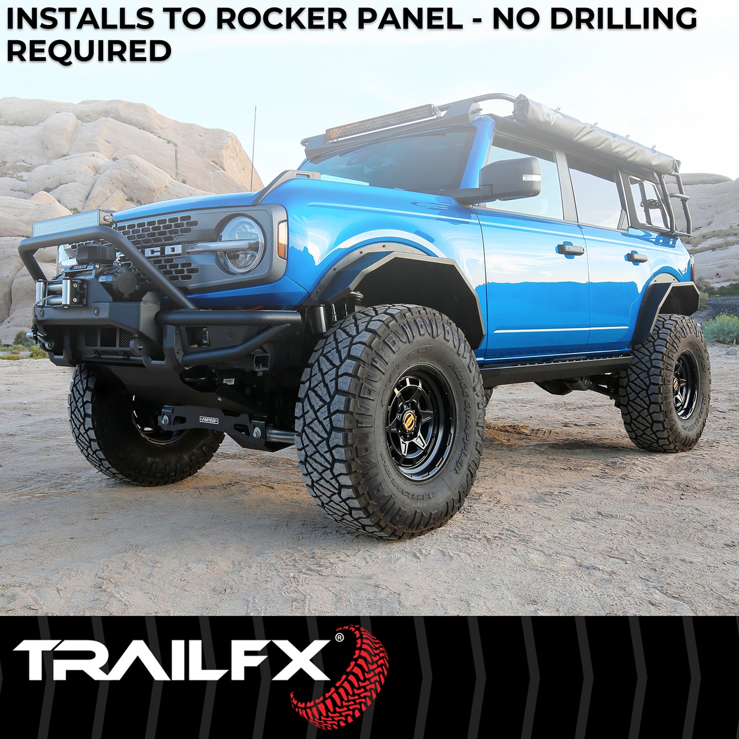 TrailFX Triangular Running Board Black Matte Steel For Ford - ORB014