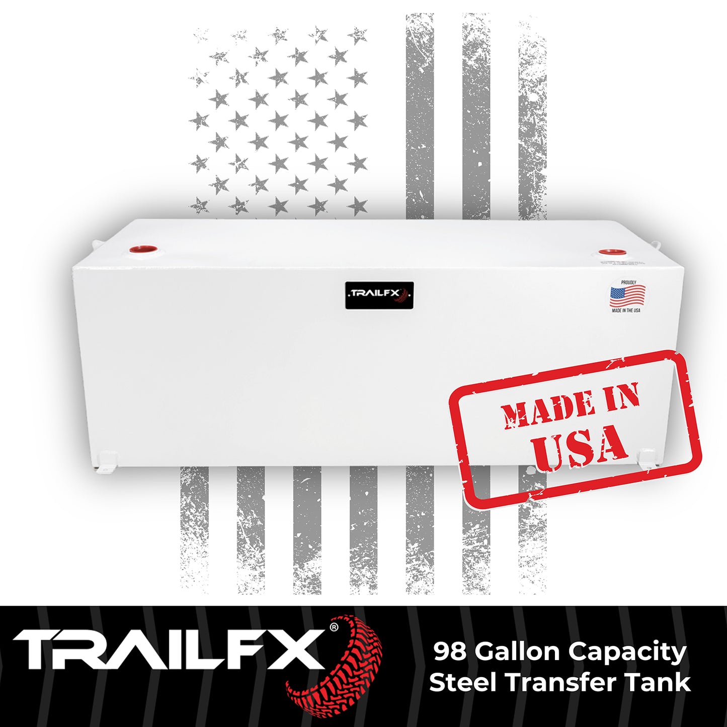 TrailFX 98 Gallon Steel Rectangle Transfer Tank - White - 21098SW