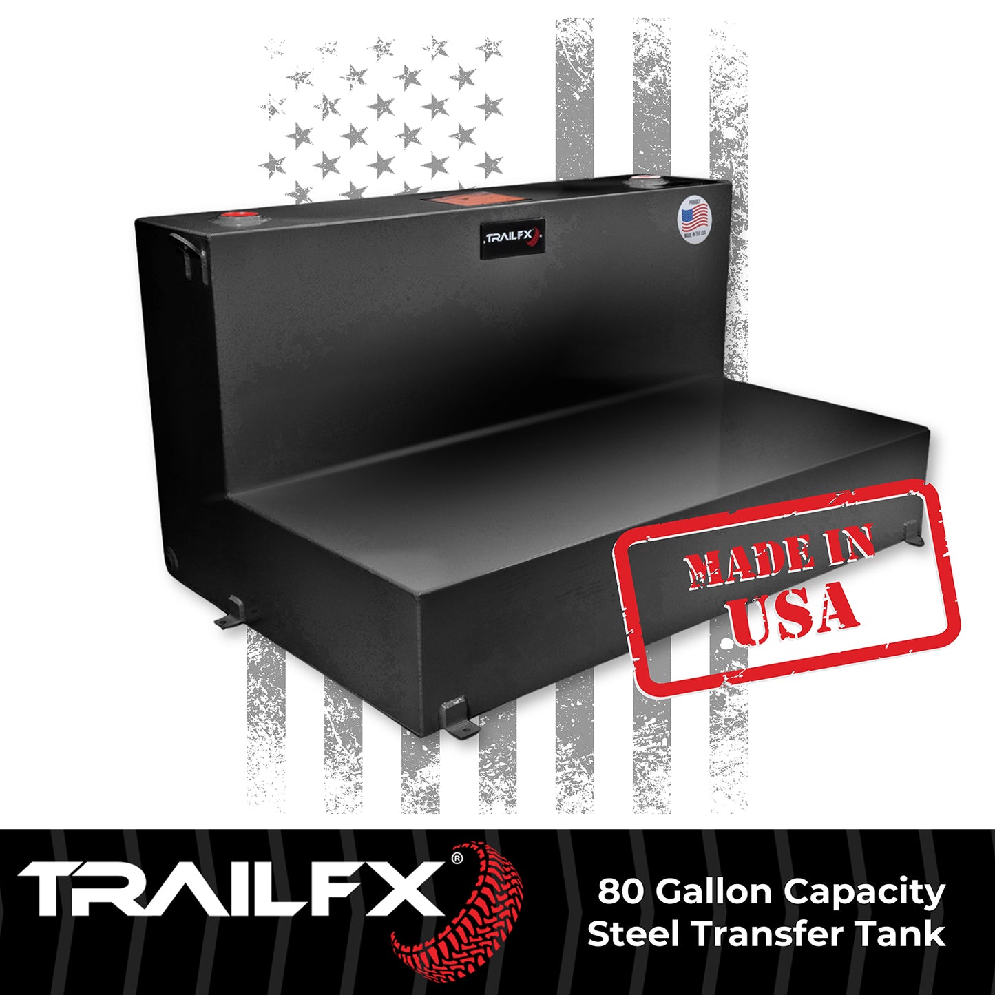 TrailFX 80 Gallon Black Steel L-Shape Transfer Tank - 21180SB