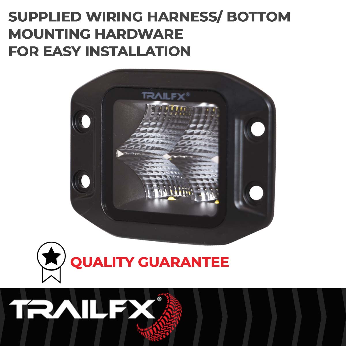 TrailFX Black Pod 4X5W LED Cube Light Flush Mount Flood Single - 2X2CFFMB
