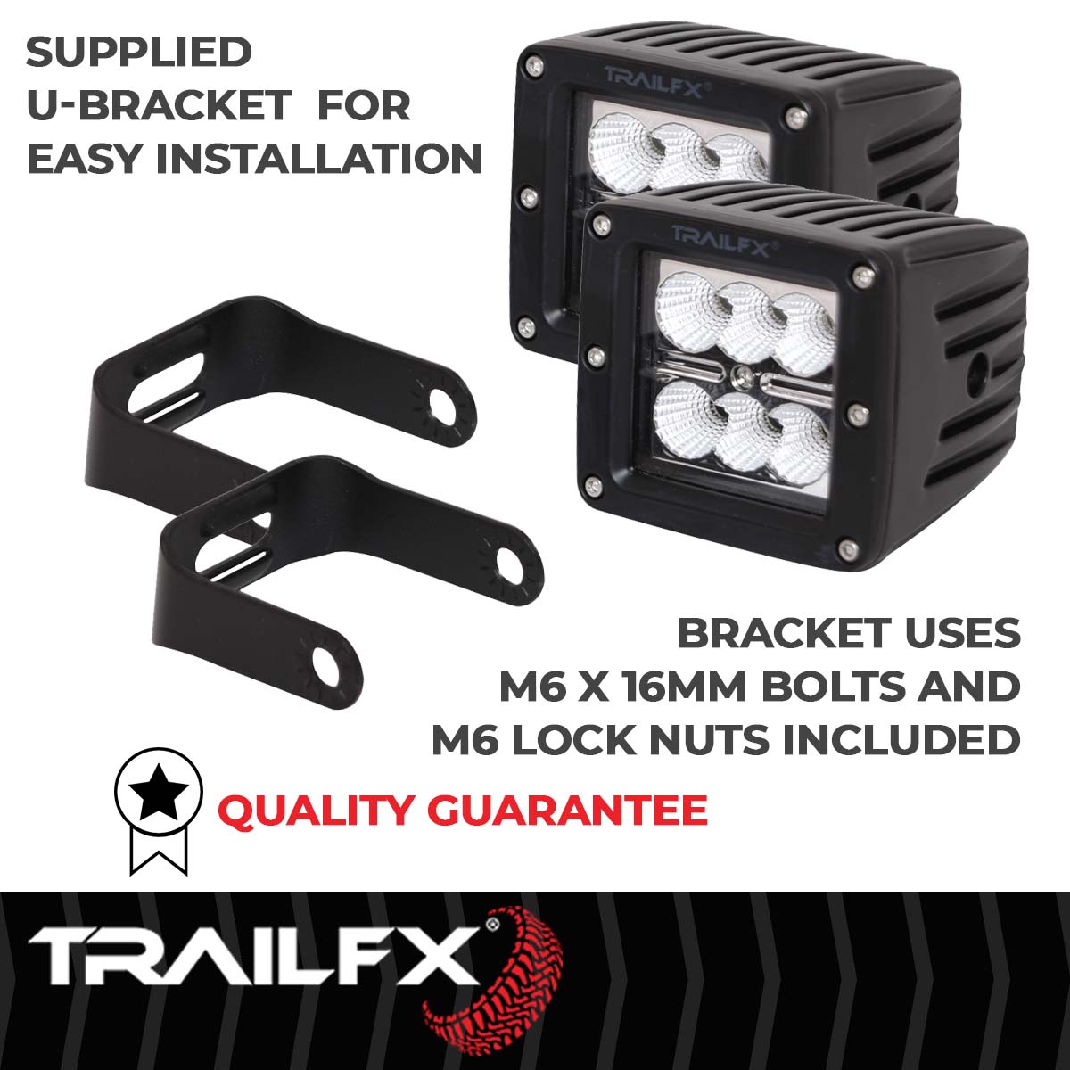 TrailFX 3X2 Square 6X3W LED Cube Light Flood Pair - 3X2CFPR