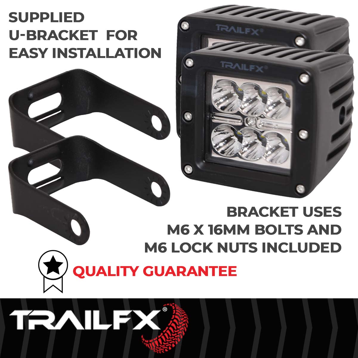 TrailFX 3X2 Square 6X3W LED Cube Light Spot Pair - 3X2CSPPR