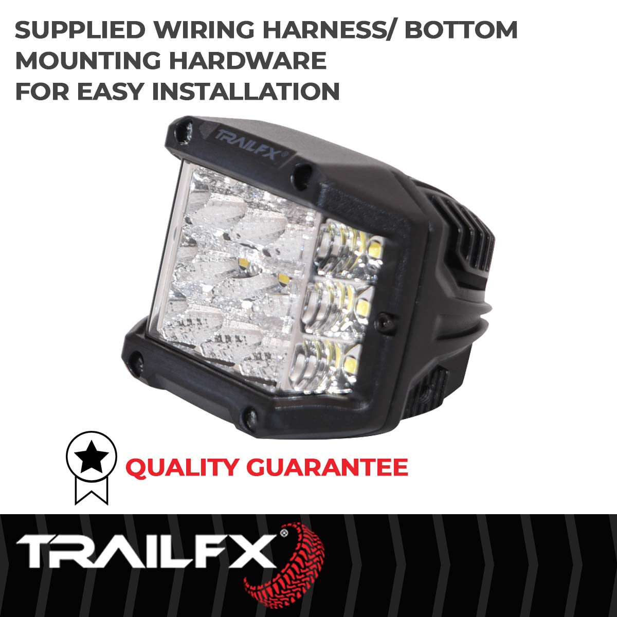 TrailFX Square Pod Side Shooter 15X5W LED Flood Single - PODSIDEF