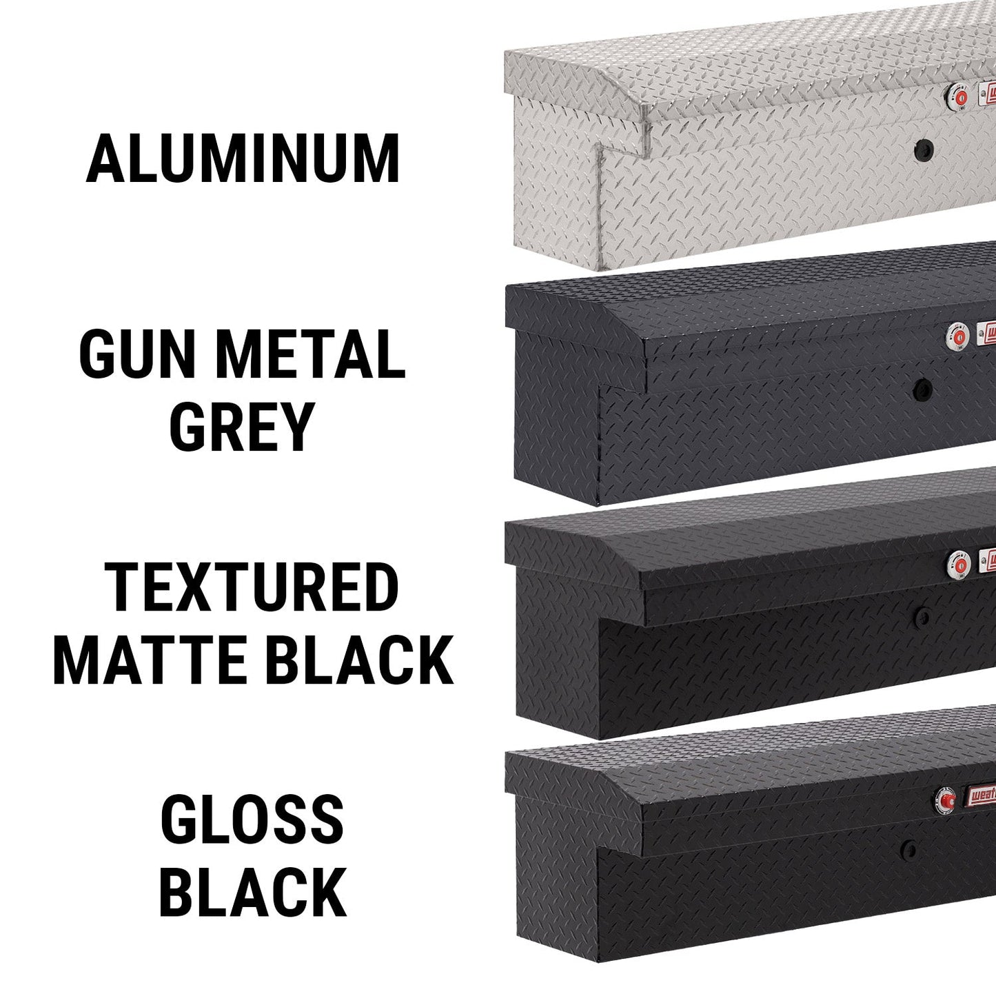 Weather Guard Side Mount Tool Box 56x17x13 Gloss Black Aluminum Standard Model 174-5-04