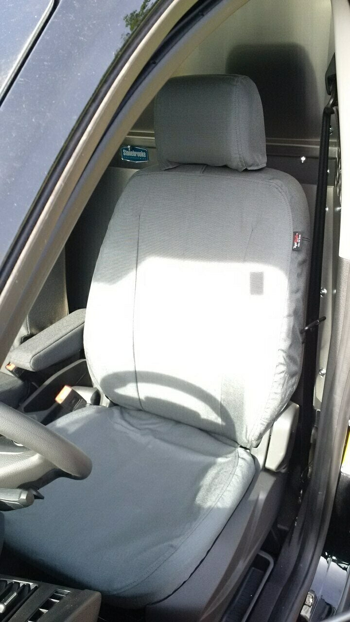 Front Bucket Seat Covers for Ford Transit Connect Cargo Van (2018-2022) - Van Trim: XL | Driver Seat: With Lumbar Support | Passenger Seat: Fold-Flat Seat | Color: Black