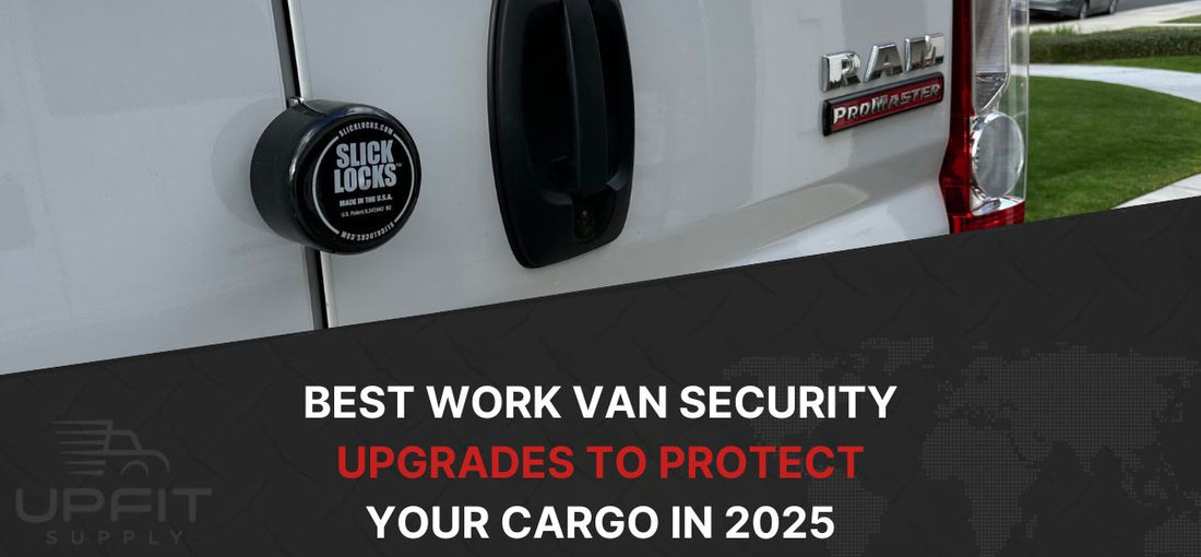 Work van with locks, screens, and bulkhead, featuring the best work van security upgrades for theft protection.